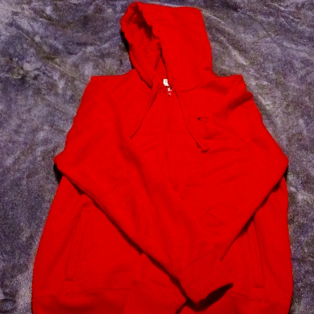 Red Oakley hoodie zip up